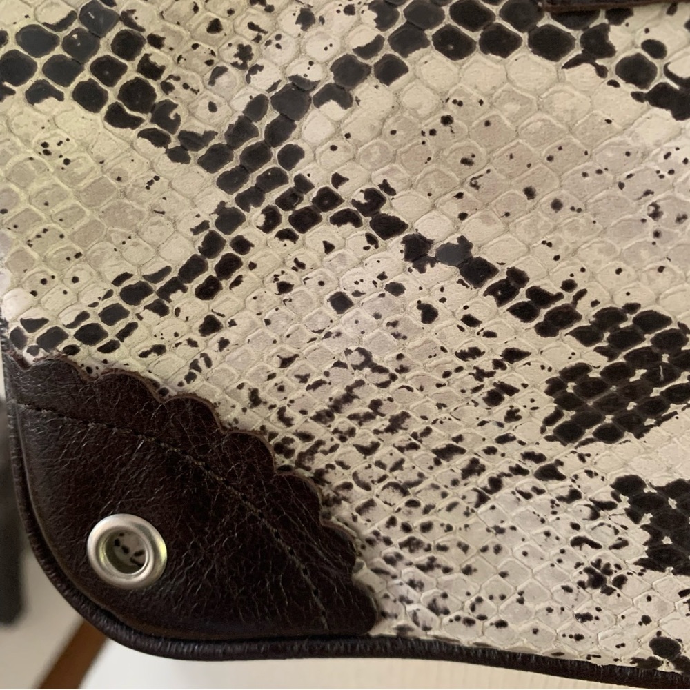 Coccinelle Zippered Soft Clutch With Python Embos… - image 4